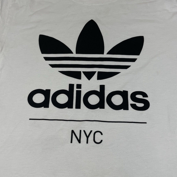 Adidias | NYC Men's T-Shirt Short Sleeve Crew Neck Shirt Top Tee White Small EUC - Picture 2 of 5